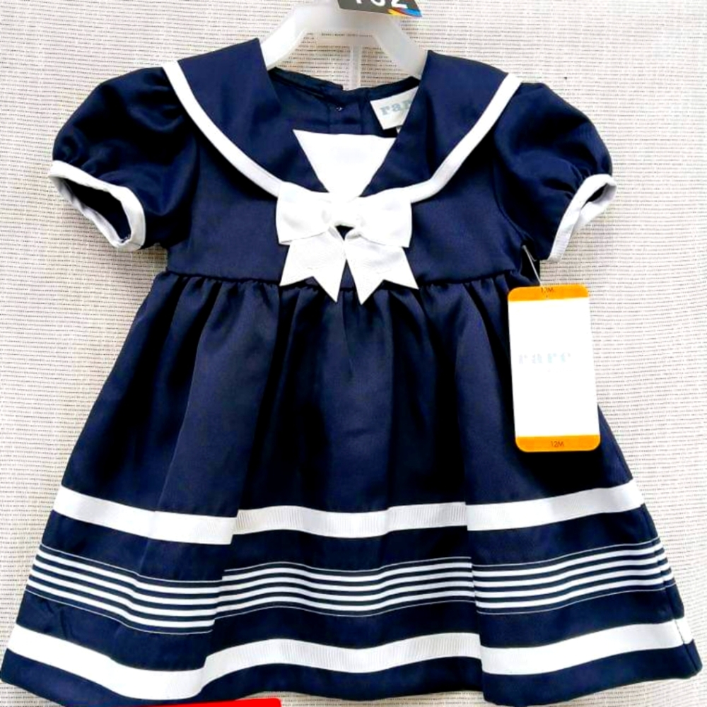 Rare Editions baby Child's Navy Sailor Dress with Bloomer. More sizes available